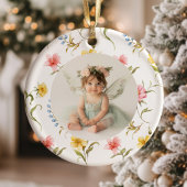 Fairy First Christmas 1st Birthday Photo セラミックオーナメント