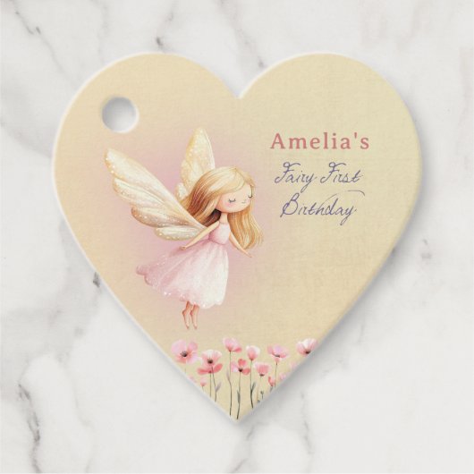 Fairy First Cute Girl's 1st Birthday Party フェイバータグ (正面)