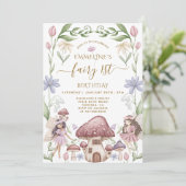 Fairy First Enchanted Forest Girl 1st Birthday 招待状 (スタンド正面)