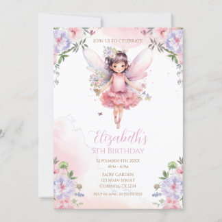 Fairy First garden birthday Party Invitation 招待状