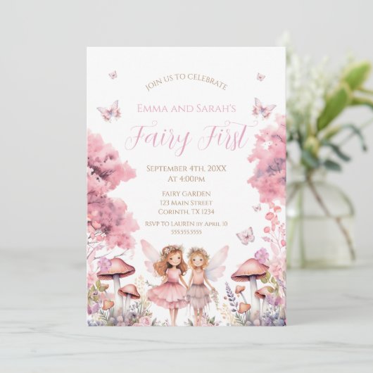 Fairy First garden birthday Party Invitation 招待状 (スタンド正面)