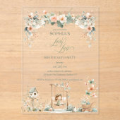 Fairy First Girl's Birthday Party Custom アクリル招待状 (正面)