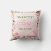 Fairy First Mushroom House Pink Birthday クッション (裏面)