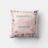 Fairy First Mushroom House Pink Birthday クッション (正面)