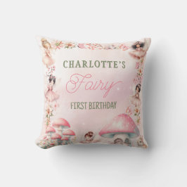 Fairy First Mushroom House Pink Birthday クッション