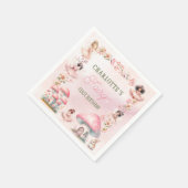 Fairy First Mushroom House Pink Birthday スタンダードカクテルナプキン (角)