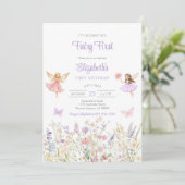 Fairy First Whimsical Floral 1st Birthday  招待状 (スタンド正面)