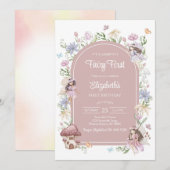 Fairy First Whimsical Floral 1st Birthday 招待状 (正面/裏面)