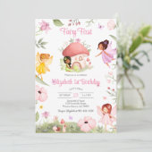 Fairy First Whimsical Floral 1st Birthday 招待状 (スタンド正面)