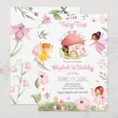 Fairy First Whimsical Floral 1st Birthday 招待状 (正面/裏面)