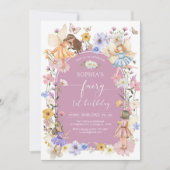 Fairy First Wildflower 1st Birthday Invitation 招待状 (正面)