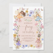 Fairy First Wildflower 1st Birthday Invitation 招待状 (正面)