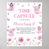Fairy Floral Butterfly Birthday Party Time Capsule ポスター (正面)