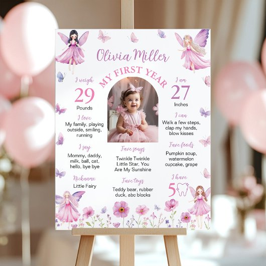 Fairy Floral Butterfly First Year Photo Milestone ポスター