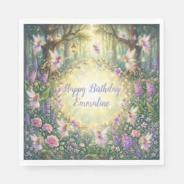 Fairy Floral Garden Purple Birthday スタンダードランチョンナプキン