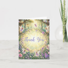 Fairy Floral Garden Purple Birthday Thank You ノートカード