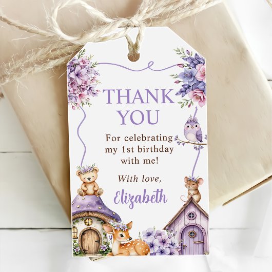 Fairy Floral Girls 1st Birthday Party ギフトタグ