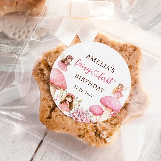 Fairy Floral Girls 1st Birthday Party ラウンドシール