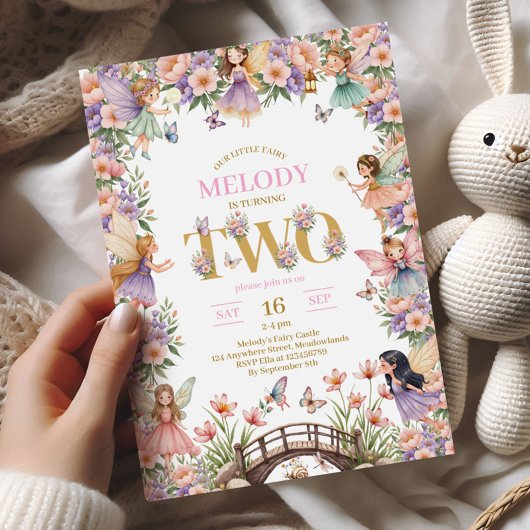 Fairy flower 2nd birthday Invitation 招待状