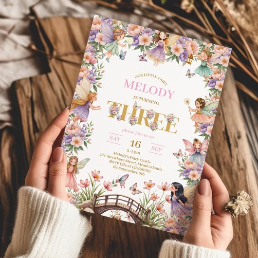 Fairy flower 3rd birthday Invitation 招待状