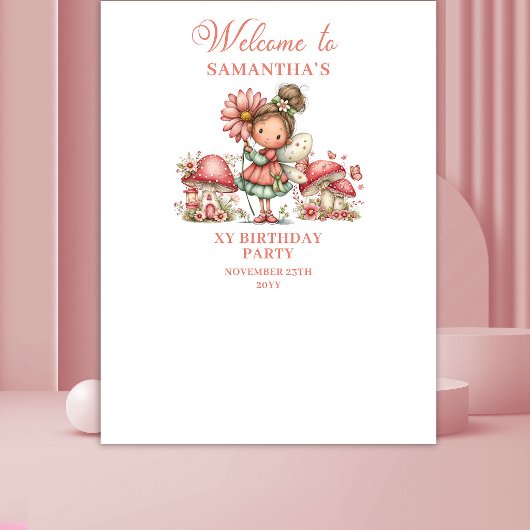 Fairy Garden 7th Birthday Cute Floral Backdrop タペストリー