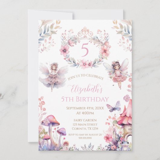 Fairy Garden Birthday Party Invitation 招待状 (正面)