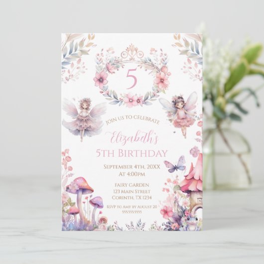 Fairy Garden Birthday Party Invitation 招待状 (スタンド正面)