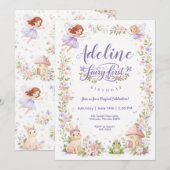 Fairy Garden First Birthday Invitation 招待状 (正面/裏面)