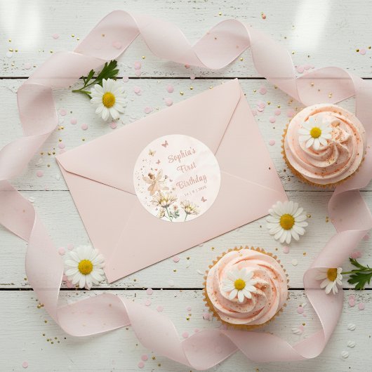 Fairy Garden Girl Birthday Party ラウンドシール