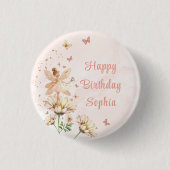 Fairy Garden Girl Birthday Party 缶バッジ (正面)