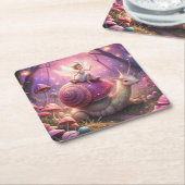 Fairy Garden Snail スクエアペーパーコースター (アングル)