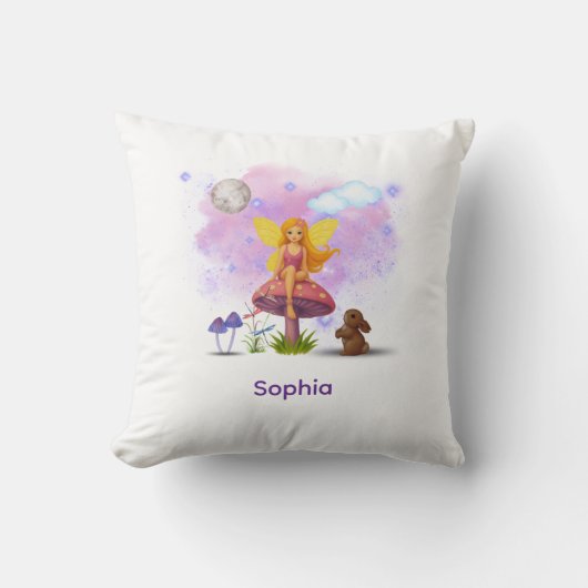 Fairy Garden Throw Pillow Birthday Gift クッション (正面)