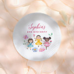 Fairy Garden Watercolor Floral Girl Birthday Party ペーパープレート<br><div class="desc">これらの紙プレートで誕生日パーティーにおもしろいを追加！私たちの妖精の庭のフローラ誕生日パーティーのコレクションに合わせて作られた、このデザインは誕生日の女の子の名前と年齢の3つの妖精の友人の上に明るい、カラフルのドレスは手の花と離れ図解入りの、写真付きのの50。「クリックこのテンプレートをパーソナライズ」し、詳細が提供するボックスに入力する。何か質問があれば自由にメッセージを送って、私は助けて嬉しい！このページにリンクされたアイテムのコーディネート用コレクションを表示する。</div>