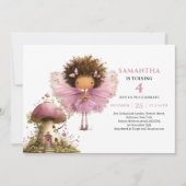 Fairy Girl 1st Birthday Blush Pink Floral   招待状 (正面)