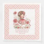 Fairy Girl 1st Birthday Magical Pink Floral napkin (正面)