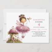 Fairy Girl 1st Birthday Rose Gold Floral invites 招待状 (正面)