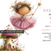 Fairy Girl 1st Birthday Rose Gold Floral invites 招待状