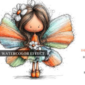 Fairy Girl 1st Birthday Whimsical Floral invitatio 招待状