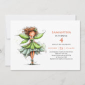 Fairy Girl 1st Birthday Whimsical Floral invitatio 招待状 (正面)