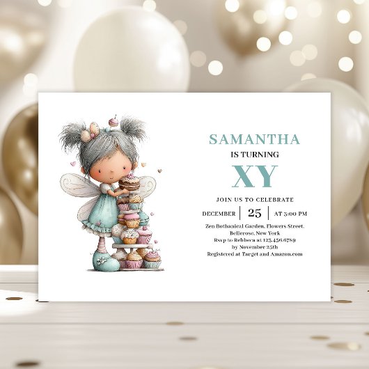 Fairy Girl 4th Birthday Whimsy Cute Magical invite 招待状