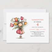 Fairy Girl 4th Birthday Whimsy Pink invitation 招待状 (正面)