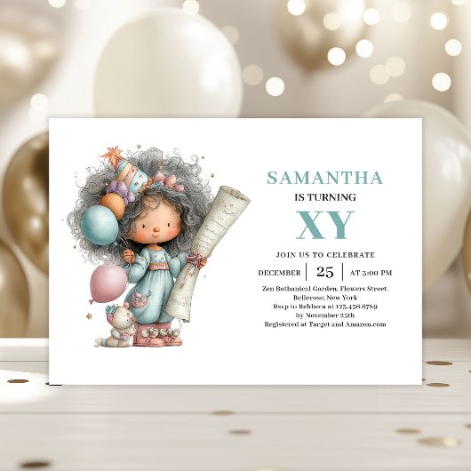Fairy Girl 8th Birthday Cute Pastel Whimsy invite 招待状