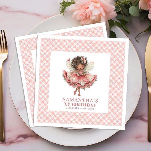 Fairy Girl Birthday Pastel Pink Floral napkins