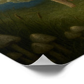 Fairy Girl Playing A Flute To Frogs In Moonlight ポスター (角)