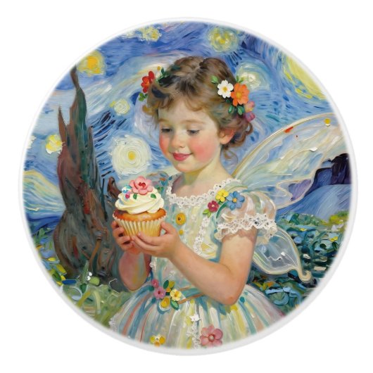 Fairy Girl with Cupcake| Fairytale セラミックノブ (正面)