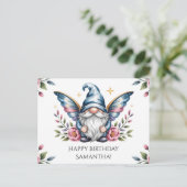 Fairy Gnome and Rose with Custom Text ポストカード (スタンド正面)