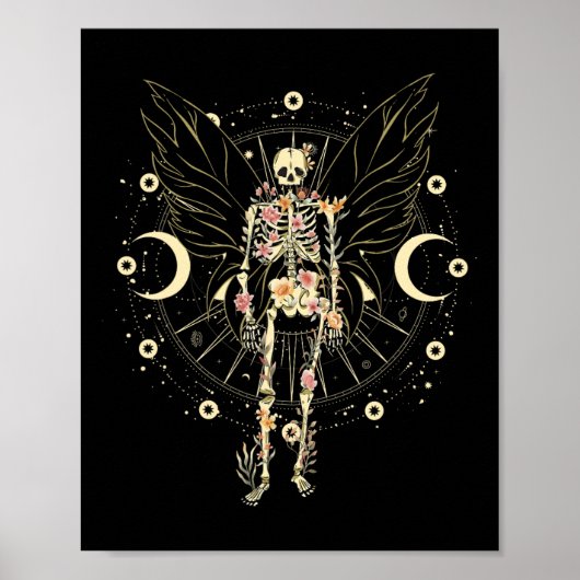 Fairy Grunge Fairycore Aesthetic Butterfly Skeleto ポスター (正面)
