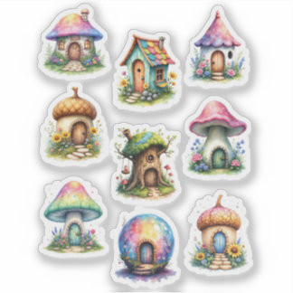 Fairy Houses Scrapbook Junk Journal Sticker Sheet シール