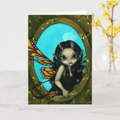 「Fairy in My Window」グリーティングカード カード (黄色い花)