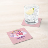 Fairy Kid's Birthday Fairytale Castle Rainbow  スクエアペーパーコースター (インサイチュ)